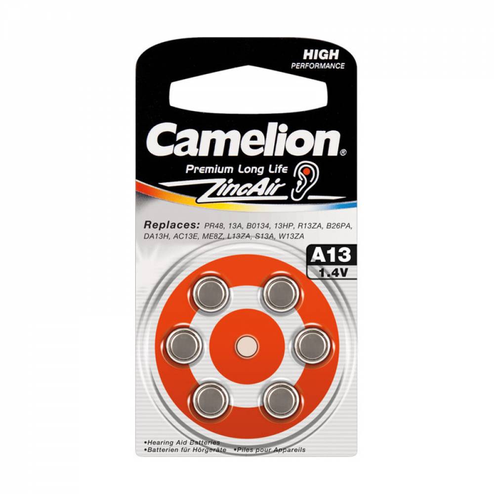 PILA BOTON AUDIFONO A13/NARANJA 6 PCS CAMELION