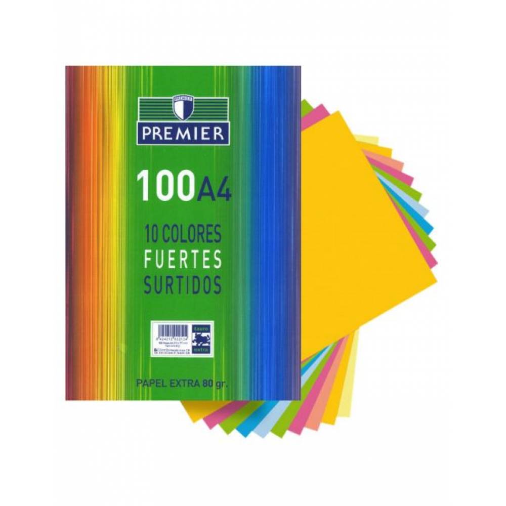 PAPEL A-4 80 gr 100 H COLORES SURTIDOS FUERTES