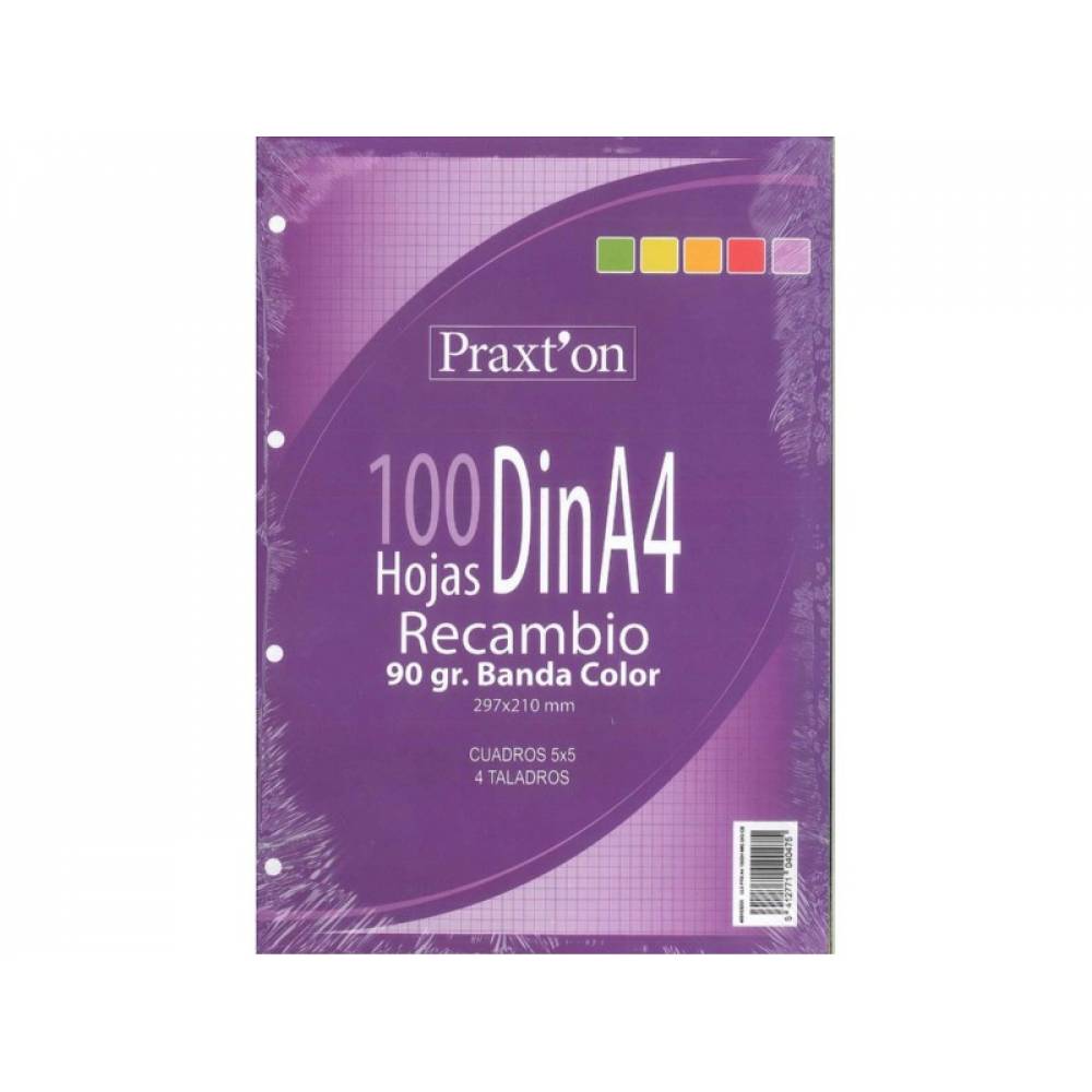 RECAMBIO A4 90G PRAXTON 100H 5X5 COLORES