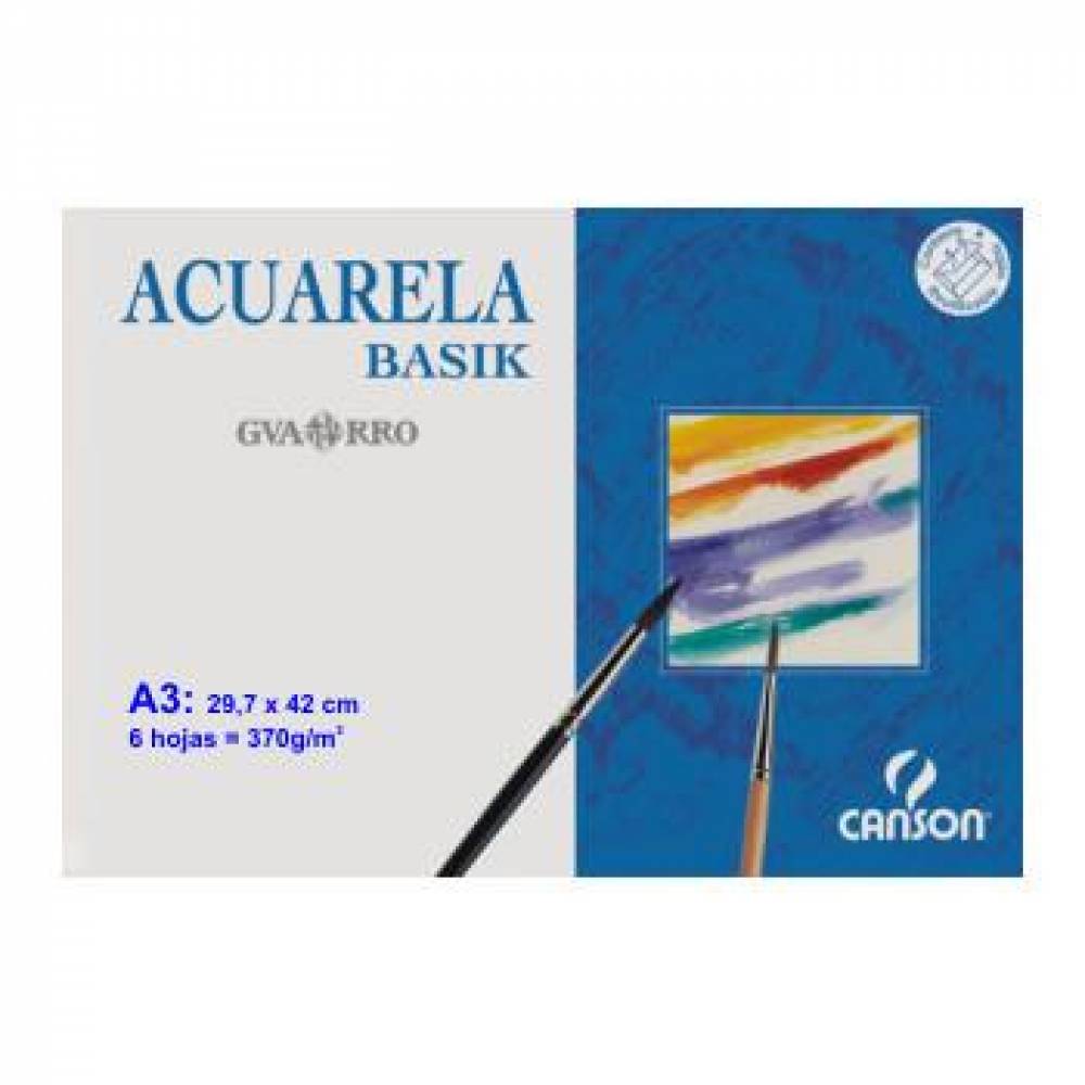 PAPEL ACUARELA CANSON BASIK A3 370G MINIPACK 6H