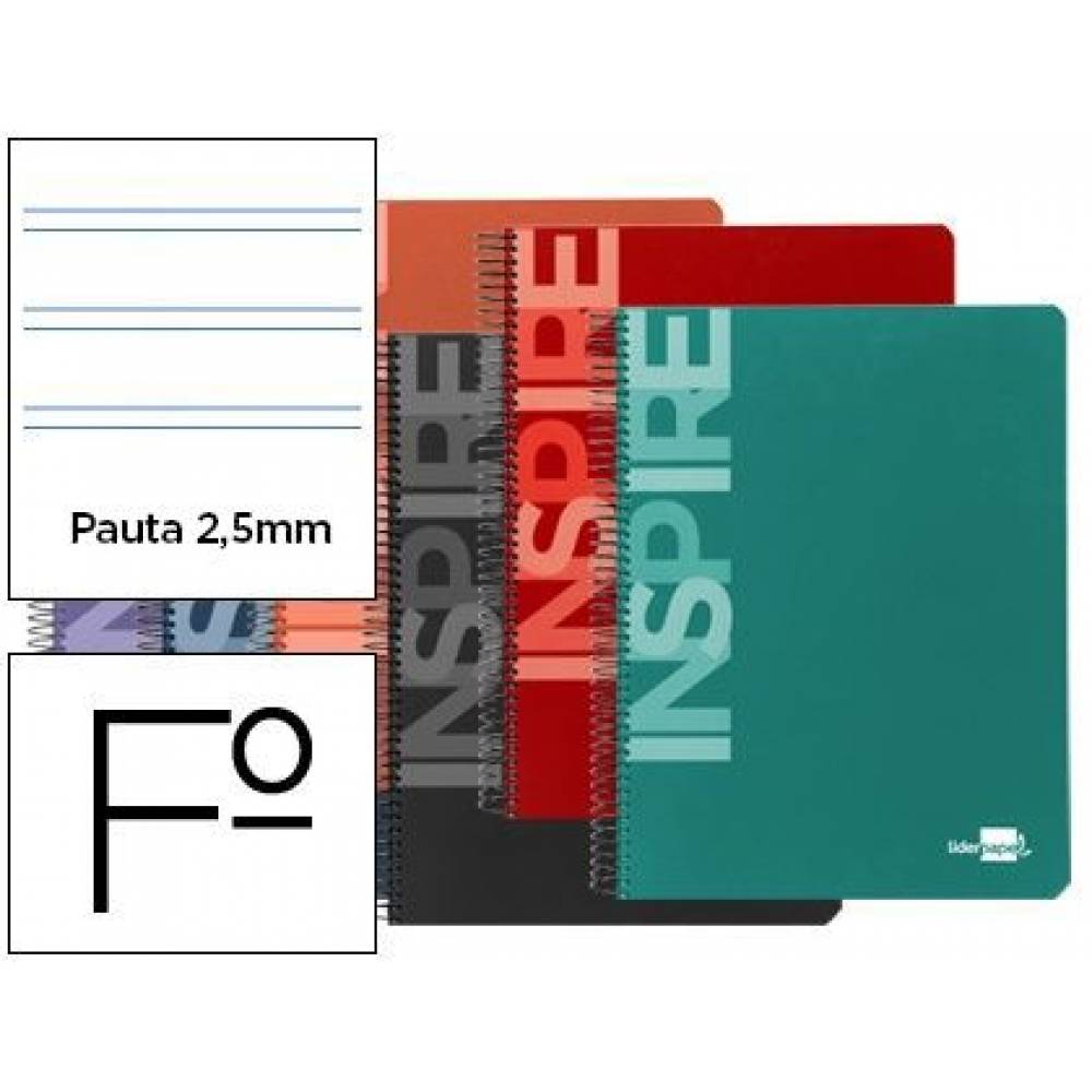 CUADERNO ESPIRAL LIDER FOLIO T. DURA 60 GR 2R 2.5M