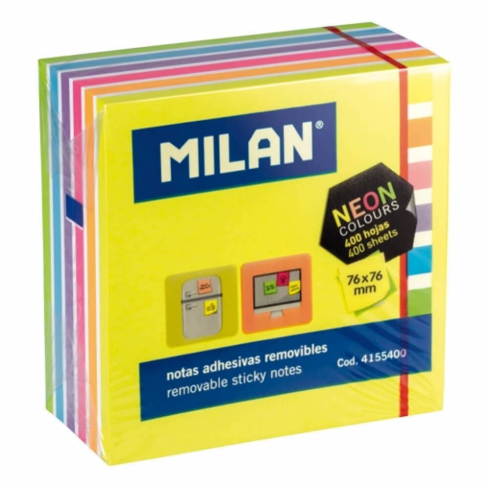 NOTAS ADHESIVAS 76X76 MILAN TACO NEON 6 COLORES