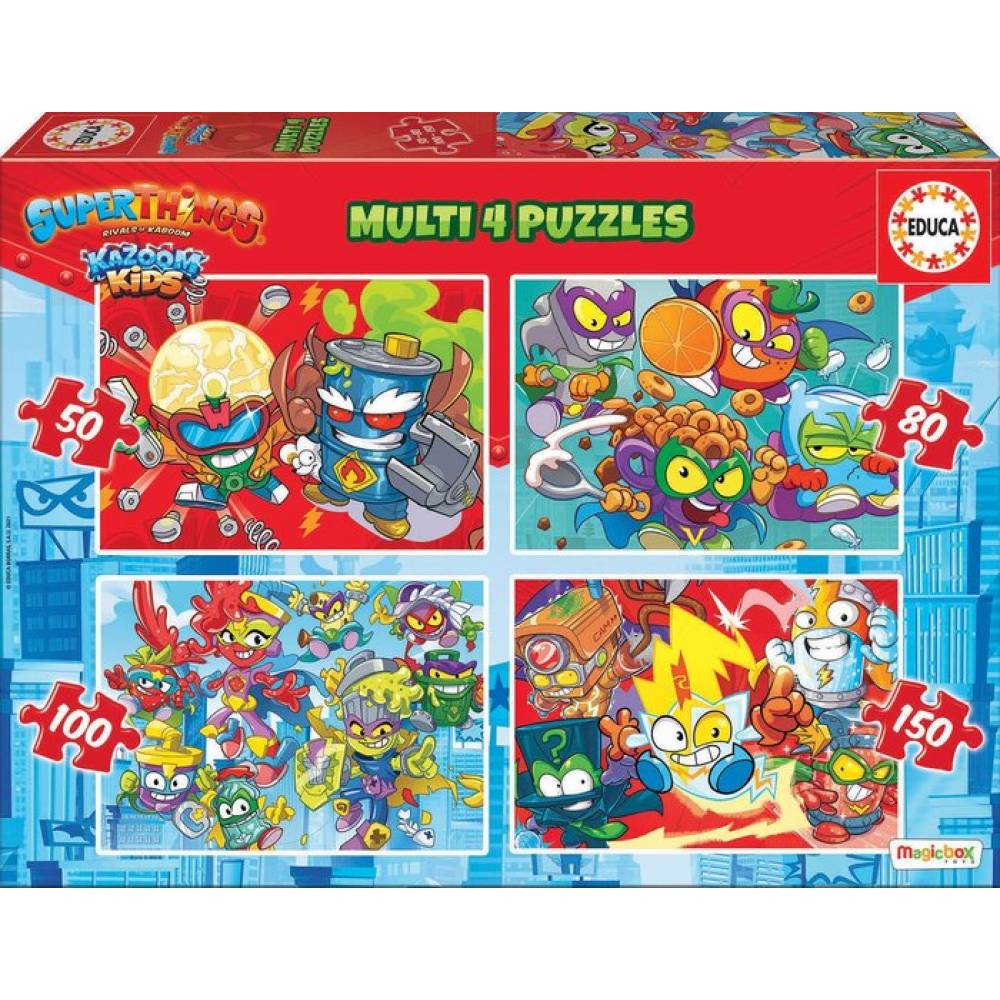 PUZZLE EDUCA MULTI 4 SUPERTHINGS 50-80-100-150 PIEZAS