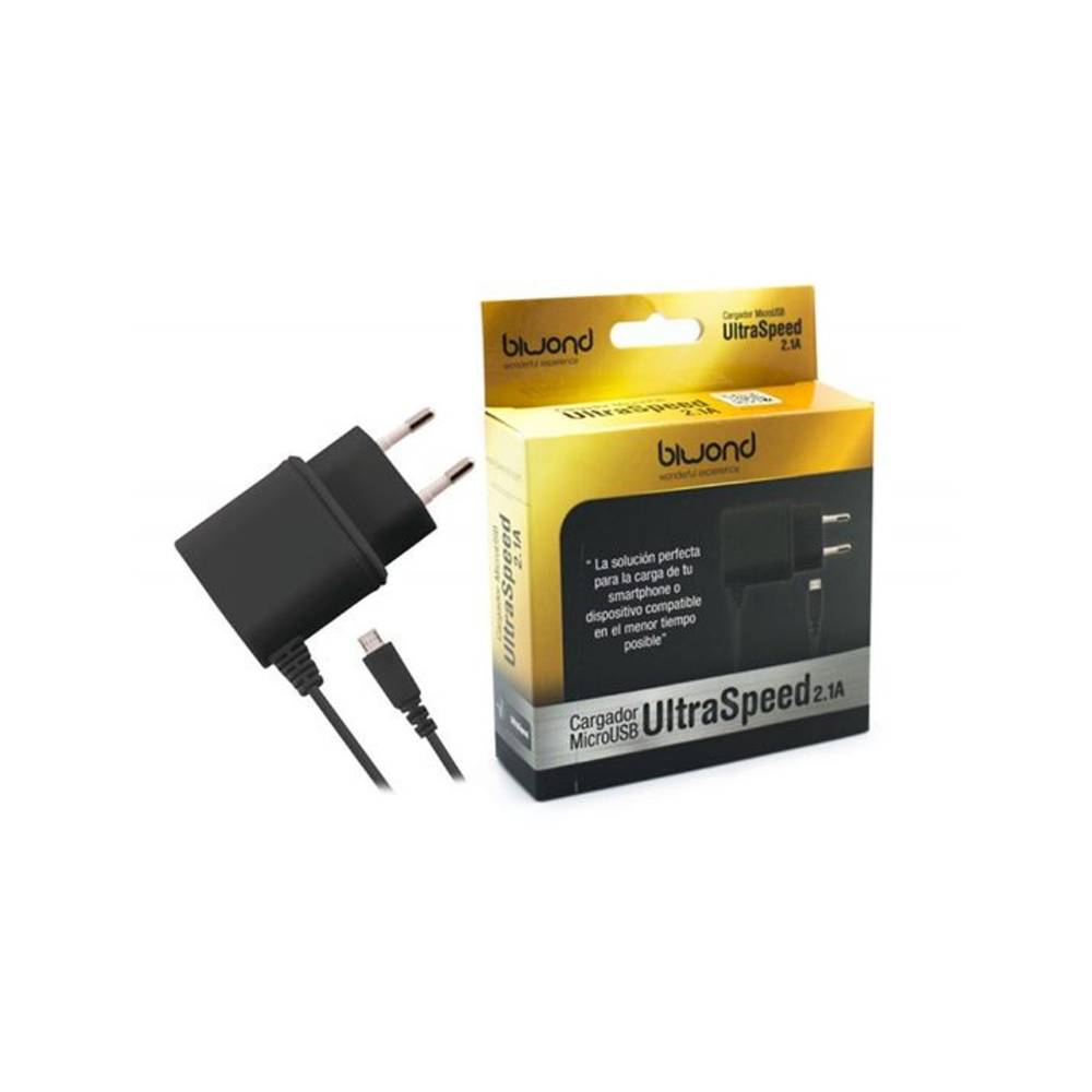 CARGADOR MICRO USB ULTRA SPEED 2.1A NEGRO