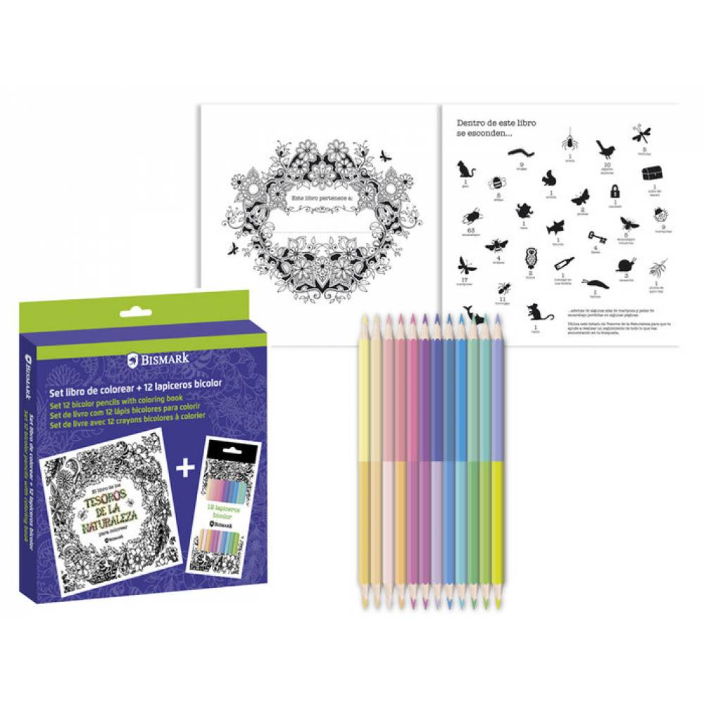 SET LIBRO DE COLOREAR CON 12 LAPICES BICOLOR