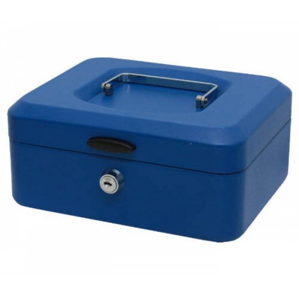 CAJA CAUDALES CON BANDEJA Y CIERRE TAMAÑO MEDIANA 20X9,5X15 CM. AZUL BISMARK 318735